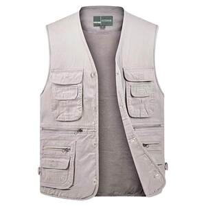 
Men's vest jacket full cotton vest multi-pocket dad casual horse clip middle-aged and elderly outdoor photography fishing vest