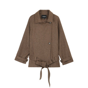 
pusumede [25% off in stock] Designed wool lapel coat for women with strappy short woolen coat