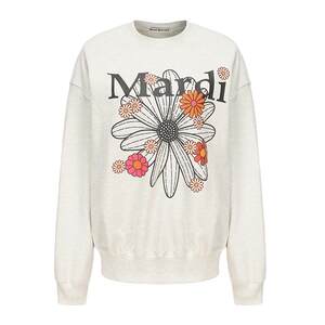 MardiMercredi small daisy multi-flowered letter round neck sweatshirt pure cotton loose casual Korean top for women
