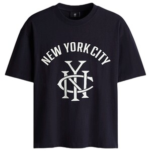 
HM men's and women's T-shirts spring couple's wear with American round neck loose version printed short-sleeved T-shirt 1313924