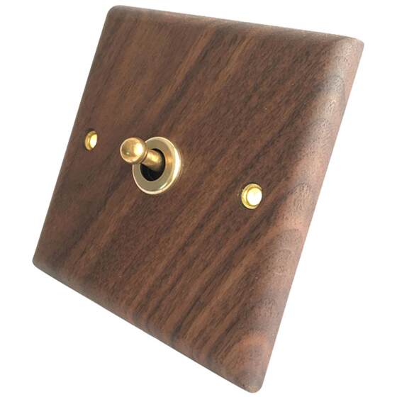 PIALT Putian American black walnut panel brass lever antique solid wood retro switch socket type 86 B&B