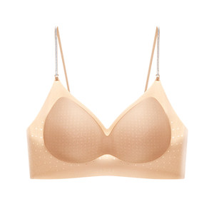 
Spring and summer thin invisible seamless small chest push-up suspenders thin shoulder straps breathable and cool big U beautiful back non-cup bra