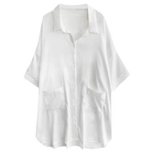 
2025 new summer sexy ice silk nightgown for women spring and autumn high-end large-size thin boyfriend style shirt pajamas