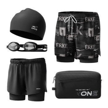 Hongxingerke double-layer anti-embarrassing men's swimming trousers