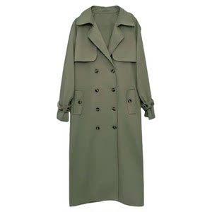 
3ts old money style silhouette trench coat intellectual style long large lapel khaki coat