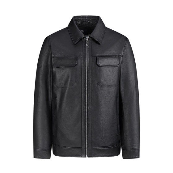 
Navigare Italian small sailing ship old money style cowhide leather jacket men's spring new lapel leather jacket