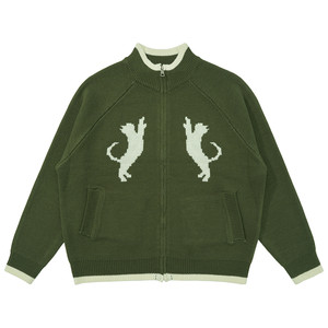 
Mentmate 25AW retro cat densely woven sweater cardigan, loose and versatile knitted for men and women in autumn and winter