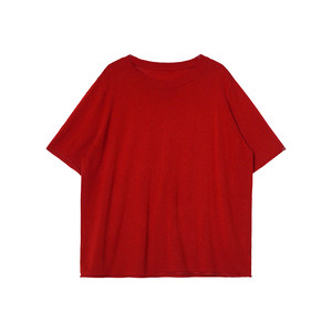 
Ice-feeling good quality sheep wool round neck front shoulder thin casual age-reducing wool short-sleeved top Annie Forest