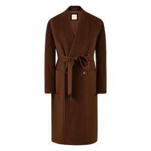 
[Camel Wool] CULTUM green fruit collar loose knee-length double-sided woolen coat men's woolen coat