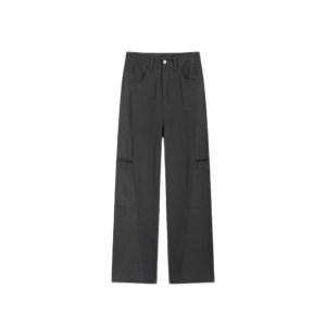 
Gray wide-leg work pants for women in spring new fat mm large size loose pear shape slimming straight jeans