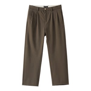 
LUUD old money style solid color straight trousers men's twill texture anti-wrinkle drape casual trousers spring and summer