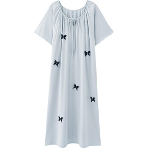 
Mrs. Sili’s nightgown for women in summer silk cotton 2025 new style with chest pad loose pregnant women can wear pajamas skirts outside