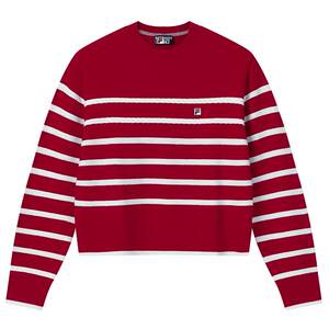 
FILA official women's knitted sweater 2026 spring new fashion casual loose striped pullover sweater