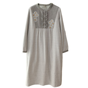 
Autumn and winter pure cotton nightgown for women 2025 new thickened cotton nightgown large size long-sleeved home skirt high-end can be worn outside