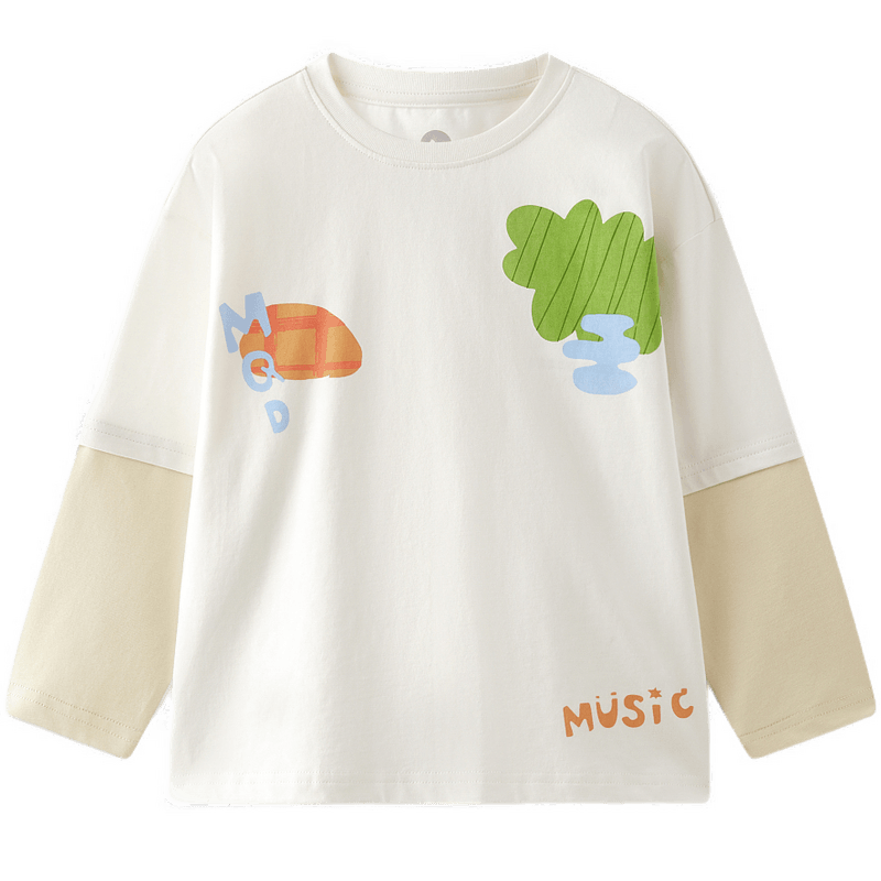 
MQD children's clothing boys' long-sleeved T-shirt spring and autumn style baby spring clothing children's base shirt underwear fake two-piece top