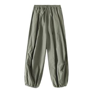 
CryingCenter gray-green American windbreaker wide-leg sports pants rubber waist fatty air pants crying center