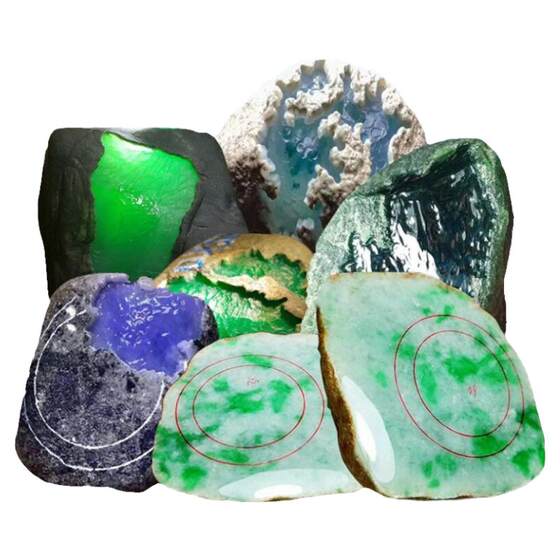 
Burmese natural jade raw stone wool male * 0.5kg material color material jade violet sun green A goods ice type bracelet