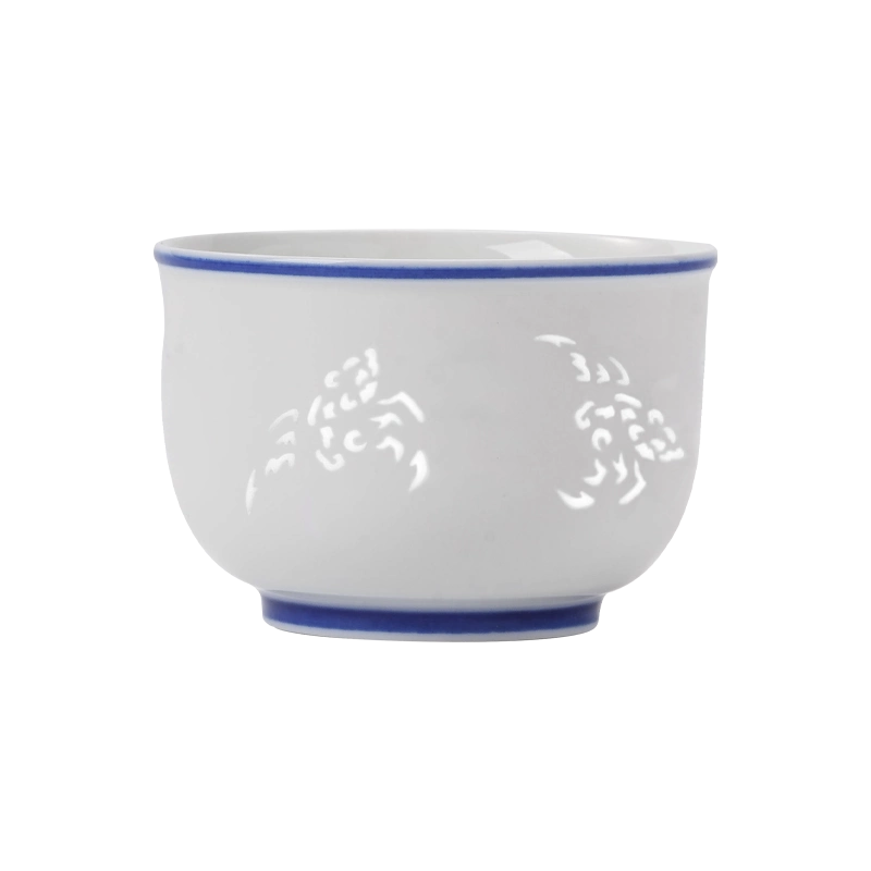 景德镇官方旗舰店双线五福杯陶瓷仿古茶具青花玲珑茶杯品茗