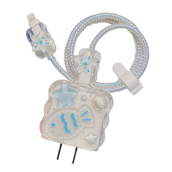 
Applicable to Apple 17air data cable protection case 16pro mobile phone charger protection cable 20W charging head iPhone 15promax fast charging 14 case 13 cute anti-broken and anti-cat bite