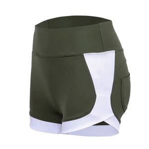 
Yoga shorts for women high waist fitness color combination leggings peach hip lifting summer sports training running three-quarter pants summer