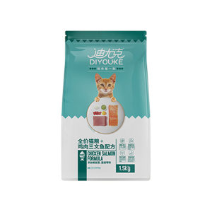 Diyuk cat food adult cat kitten universal cat main food nutritional low salt grain chicken salmon formula 1.5kg
