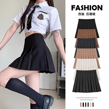 Black pleated skirt for women in spring and autumn 2024, new slimming A-line short skirt, small and spicy girl, JK half length skirt