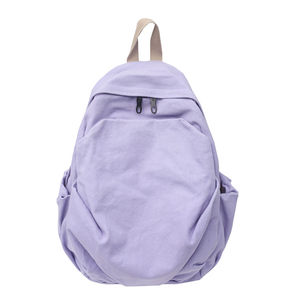 
INS Korean backpack lazy large capacity washing canvas bag women solid color printing student schoolbag computer bag men