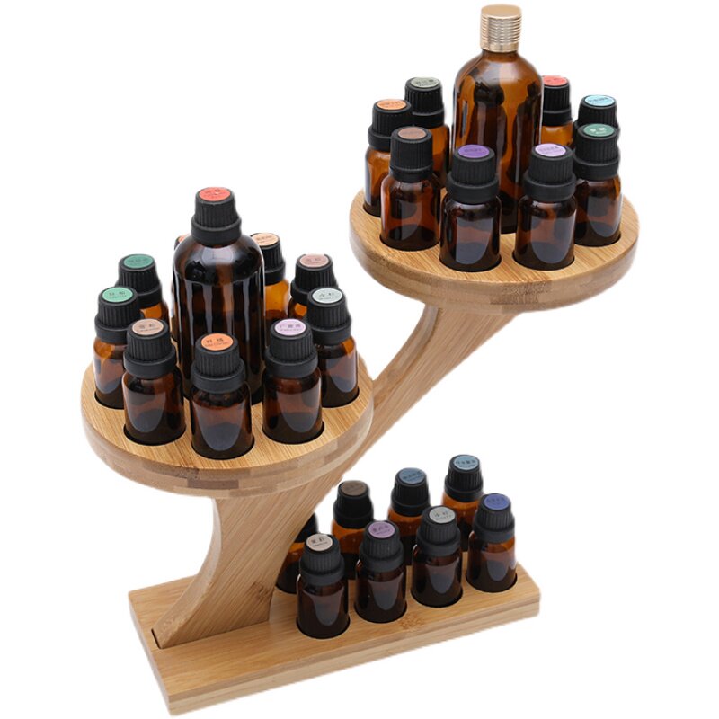 Support à Huiles Essentielles en Bambou - Boîte de Rangement en Bois 15ml
