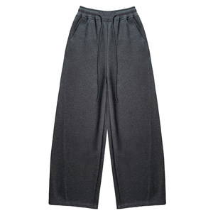 
Gray sports wide-leg pants for women 2025 autumn and winter new thickened high-waisted loose slimming sweatpants casual scimitar pants