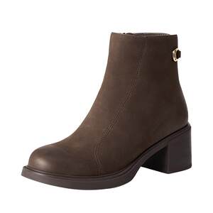 
Belle retro slim sheepskin high-heeled short boots new women's boots plus velvet elegant fashion boots E4X1DDD5