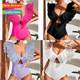 2023 New One-piece Swimsu Solid Color Mesh Ruffle Hollow Out