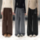 Disassembly pendant decoration, loose waist, waist and velvet, loose loose high waist casual pants
