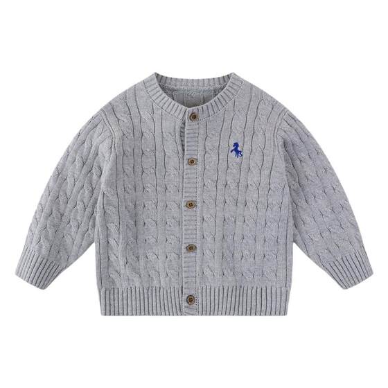 
[100% cotton] Boys knitted jacket Girls pure cotton cardigans children's clothing baby clothes children's sweater trend