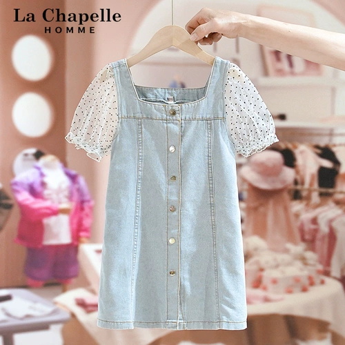 Летнее платье, детская летняя одежда, джинсовая юбка, детская одежда, в западном стиле