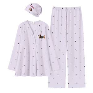 
Maternity clothes with breast pads, winter outer wear for pregnant women, pure cotton postpartum sweat-absorbent nursing pajamas, autumn, winter and summer thin home clothes