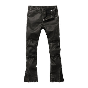 
Yuxi original design high quality men's elastic versatile black leather pants trendy casual slim straight pants 010
