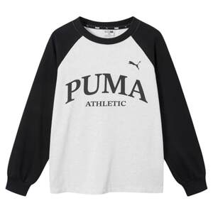 
PUMA boys' long-sleeved T-shirt new outer wear with raglan sleeves autumn coat medium and large children's pure cotton bottoming trendy t-shirt