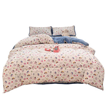 Winter double-layer yarn bean fleece quilt core four-piece set