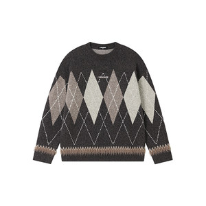 FORNINES sheep wool diamond plaid sweater for men, autumn and winter couple sweater, lazy sweater for women