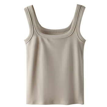Threaded cotton square neck camisole women's 2025 new style