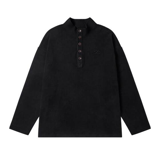 NMAX large size trendy brand men's winter new velvet high collar half placket loose off-shoulder long-sleeved T-shirt