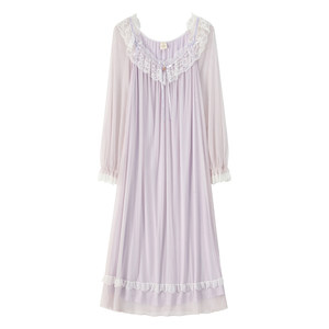 RoseTree palace style nightgown for women in spring and autumn long-sleeved French lace sexy princess pajamas 2025 new
