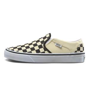 Vans official Asher black and white chess board summer canvas shoes for men and women