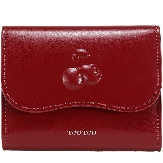 
Birthday Gift TOUTOU New Cowhide Thin Small Wallet Red Card Pack Coin Wallet Year Married Women