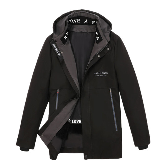 
Parker men's winter short 2025 new velvet thickened fur jacket with removable fur integrated lining