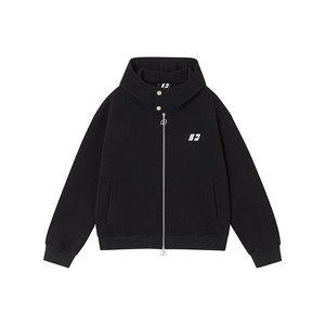 
FORNINES double zipper micro short hooded heavy sweatshirt for men and women 2026 spring new high collar cardigan jacket