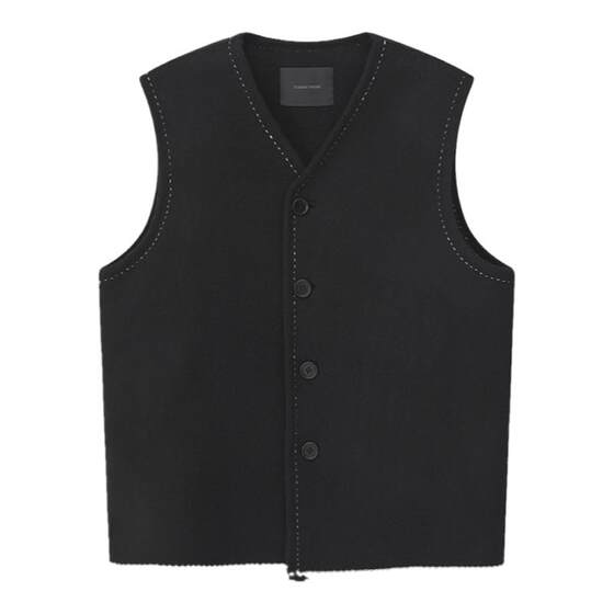 
Autumn and winter gray double-sided cashmere vest men loose casual wool vest men trendy retro vest jacket