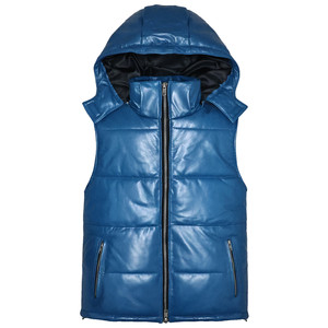 
Men and women's cotton genuine leather vest head layer sheepskin jacket slim short stripping hat thickened wide version vest vest