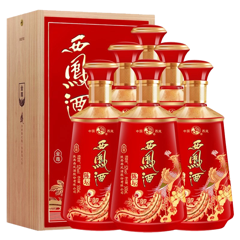 西凤陈坛金尊52度红西风珍藏版凤香型白酒