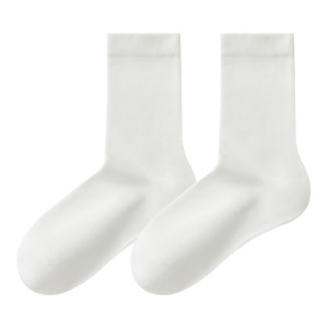 100% cotton white socks women's summer thin mid-calf socks camellia deodorant pile socks boneless confinement socks long tube